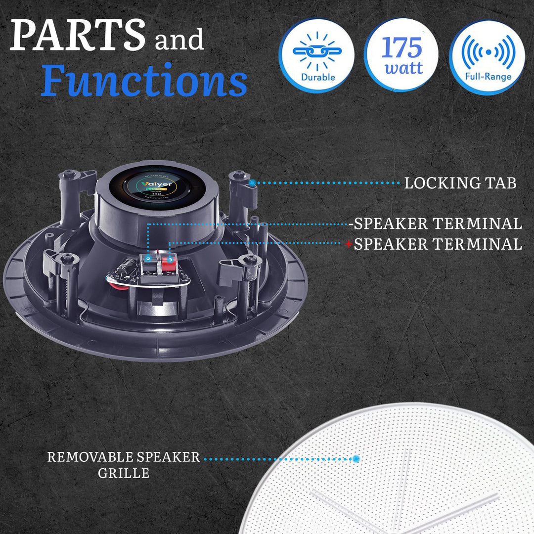 Set of (12) Vaiyer 5.25 Inch 8 Ohm 175 Watts Frameless SpeakersFlush Mount in-Wall in-Ceiling 2-Way Mid Bass Woofer Image 4