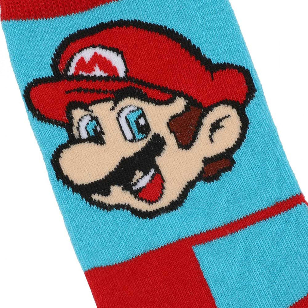 Super Mario Icons Checkered 5-Pair Pack of Womens Crew Socks Image 4