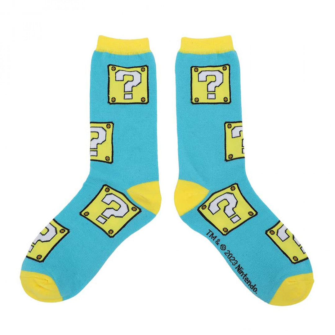 Super Mario Icons Checkered 5-Pair Pack of Womens Crew Socks Image 8