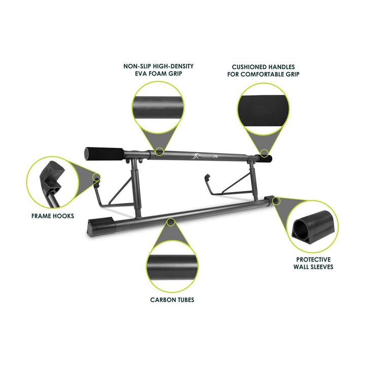 ProsourceFit Foldable Doorway Pull Up Bar Steel 27-36.5 Inch Adjustable 440 lb Image 4