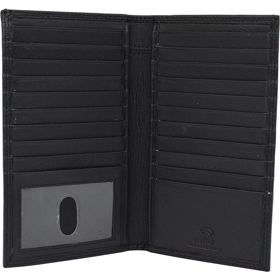 Swiss Marshall RFID Blocking Bifold Genuine Leather Credit Card ID Holder Long Wallet (Black) Image 1