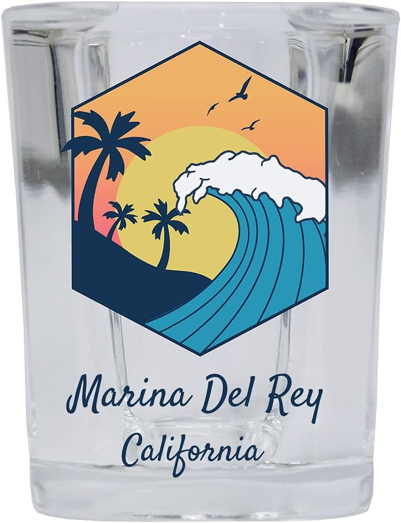 Marina Del Rey California 12 pack Square Shot Glass 1.5 oz Image 4