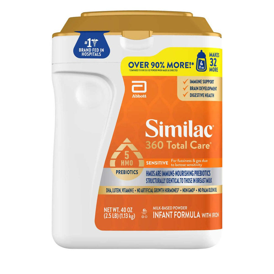 Similac 360 Total Care Sensitive 5 HMOs Non-GMO Infant Formula Powder 40 Oz Image 1