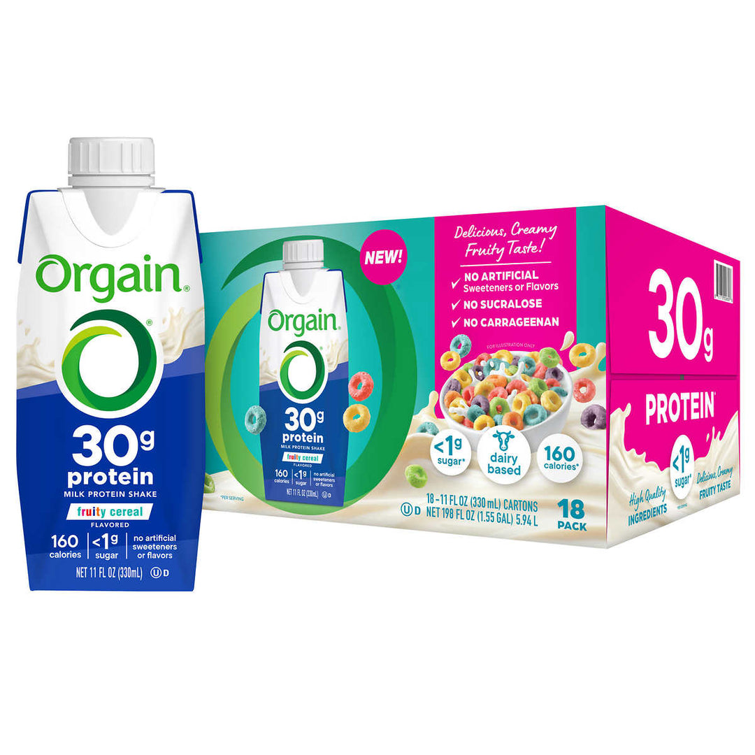 Orgain 30g Milk Protein ShakeFruity Cereal11 Fluid Ounce (Pack of 18) Image 1