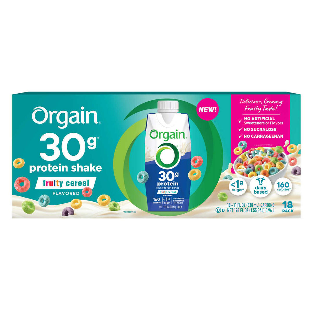 Orgain 30g Milk Protein ShakeFruity Cereal11 Fluid Ounce (Pack of 18) Image 2