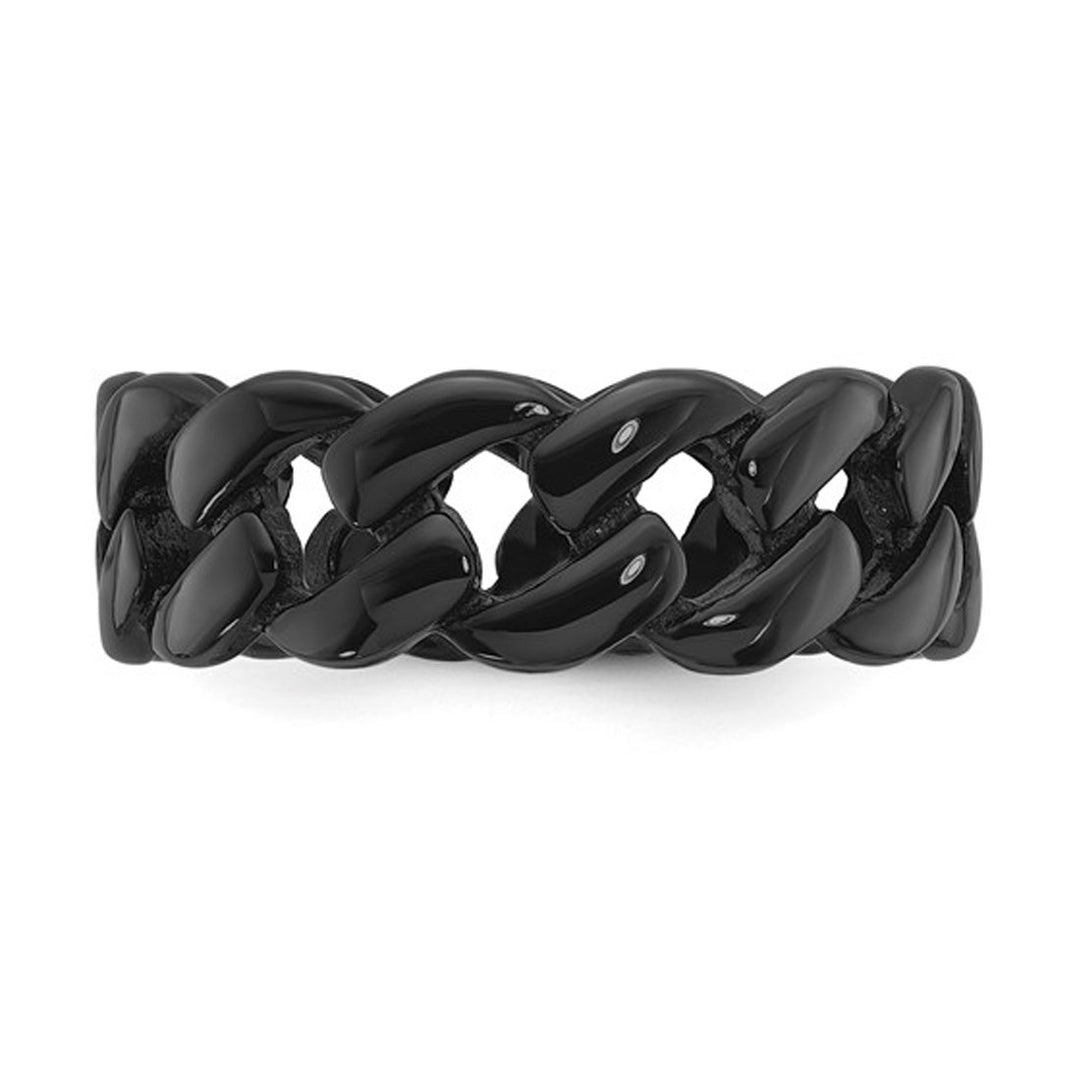 Mens Black Plated Stainless Steel 8mm Curb Link Band Image 3