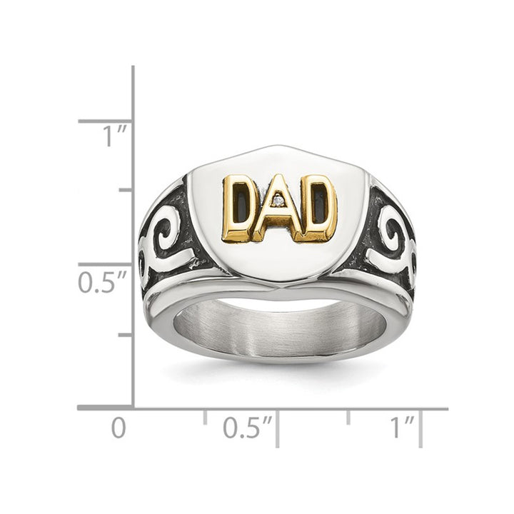 Mens Stainless Steel DAD Shield Ring Image 2