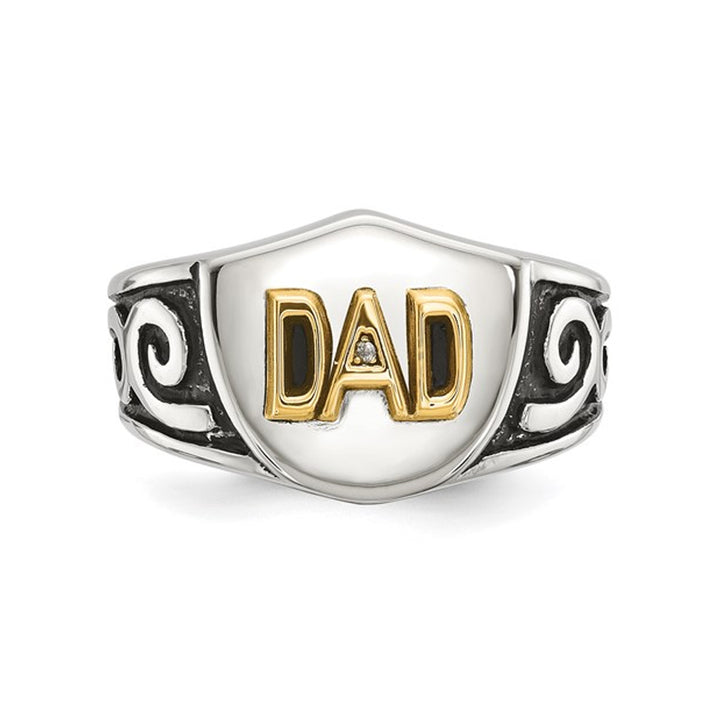 Mens Stainless Steel DAD Shield Ring Image 4