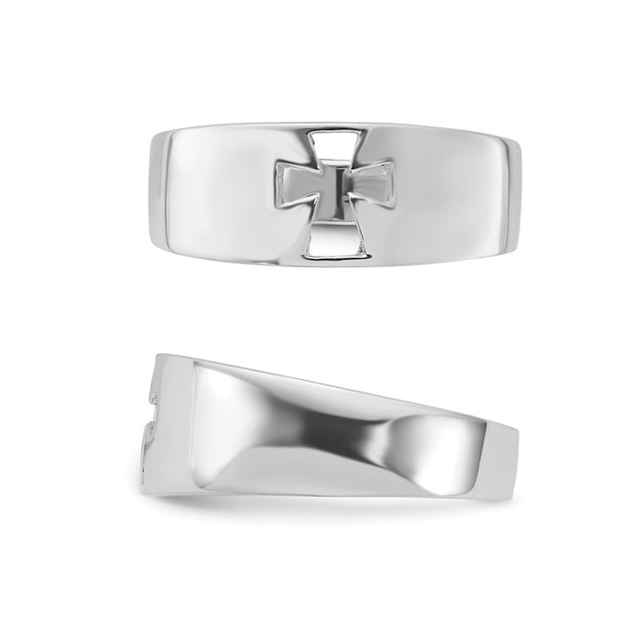 Mens Sterling Silver Cut-out Cross Ring Ring Image 4