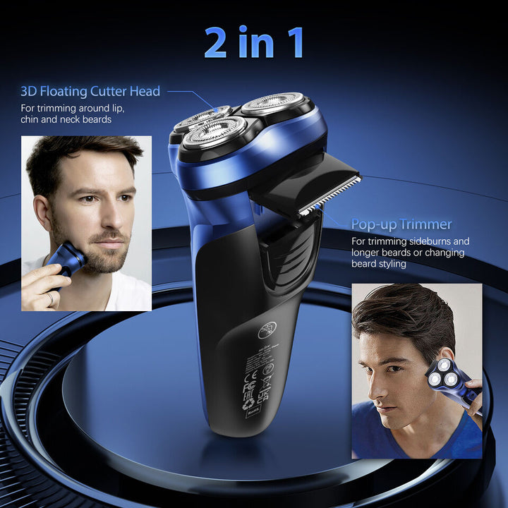 SEJOY Men Rechargeable Electric Shaver Pop-up Trimmer Rotary Razor Beard Shaving Image 4