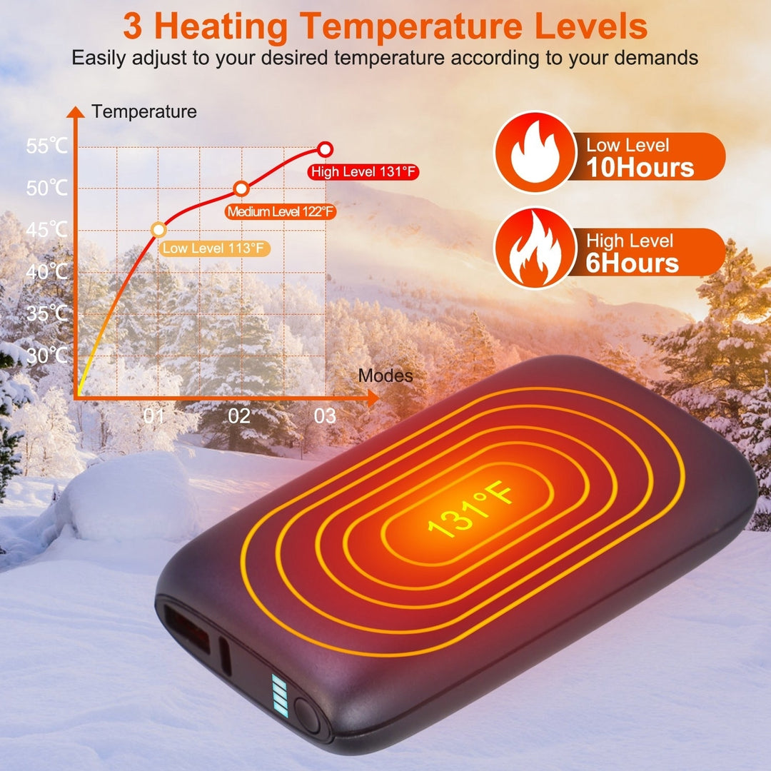 Electric Double Sided Hand Warmer 10000mAh Battery Backup Power Bank Rechargeable Hand Heater with 3 Temperature Image 3