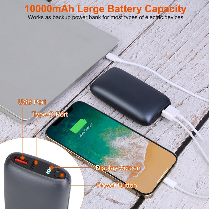 Electric Hand Warmer 10000mAh Rechargeable Portable Pocket Warmer Grey Image 4