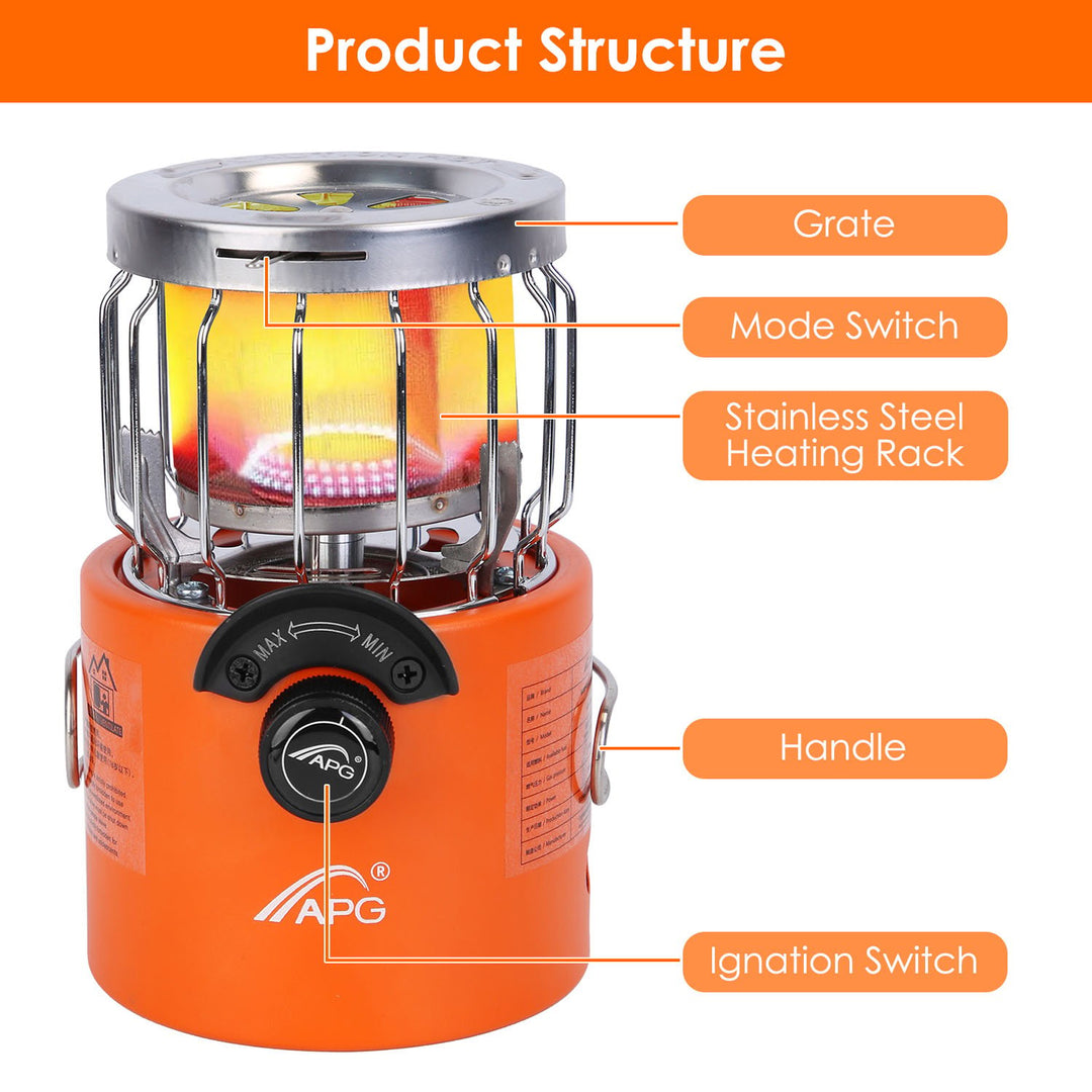 2000W 2 In 1 Camping Stove Tent Heater Outdoor Gas Stove Portable Backpacking Stove with 3 Modes 360 Radiant Heating Image 6