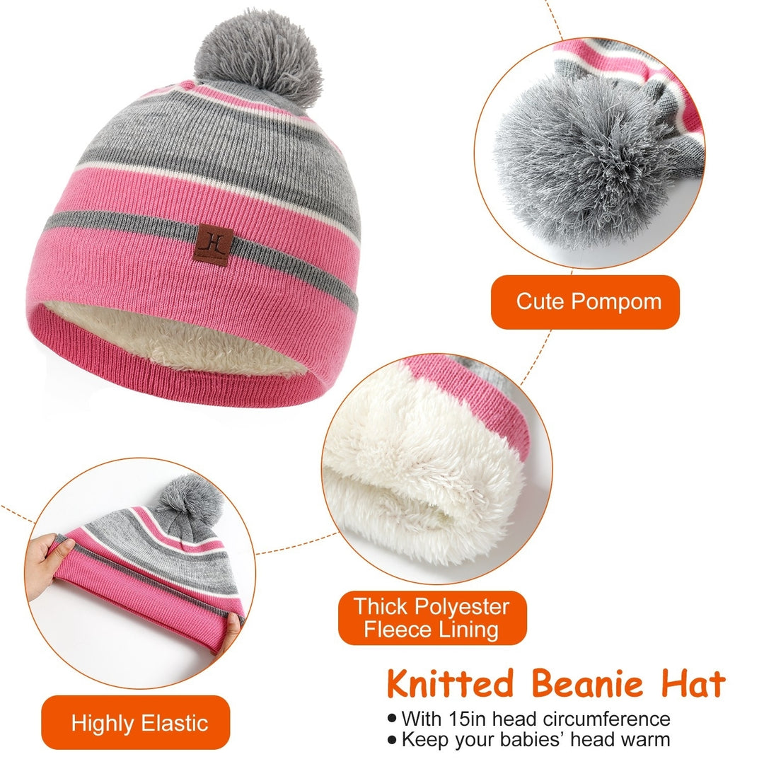 Winter Kids Knitted Hat Scarf Gloves 3Pcs Boys Girls Winter Warm Beanie Hat and Glove Scarf Set Beanie Neck Warmer Image 4