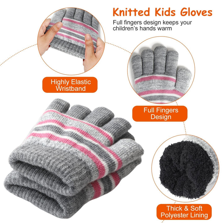 Winter Kids Knitted Hat Scarf Gloves 3Pcs Boys Girls Winter Warm Beanie Hat and Glove Scarf Set Beanie Neck Warmer Image 6