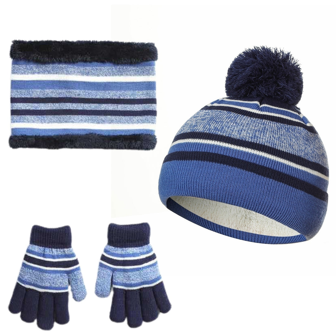 Winter Kids Knitted Hat Scarf Gloves 3Pcs Boys Girls Winter Warm Beanie Hat and Glove Scarf Set Beanie Neck Warmer Image 10