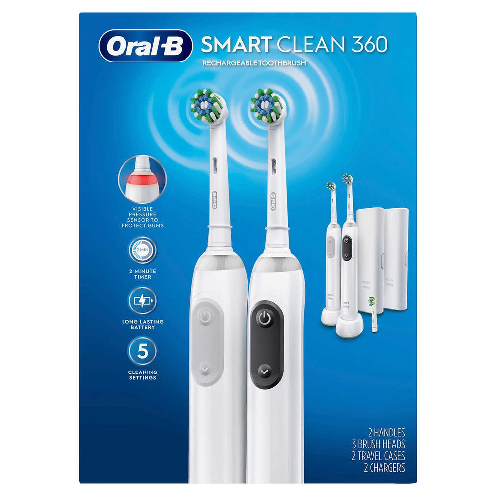 Oral-B Smart Clean 360 Rechargeable Electric Toothbrush 2 Pack Image 2