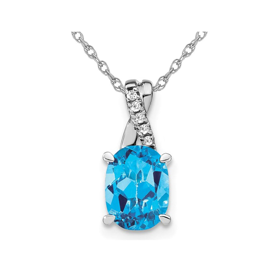 1.25 Carat (ctw) Blue Topaz Drop Pendant Necklace in 14K White Gold With Chain Image 1