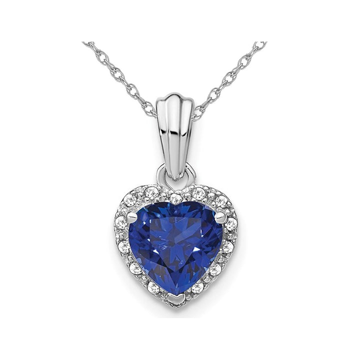 1.50 Carat (ctw) Lab-Created Blue Sapphire Heart Pendant Necklace in Sterling Silver with Chain Image 1