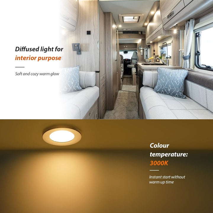 12V LED Recessed Ceiling Light For Rv Cabinet White Shell Warm White X6 Image 6
