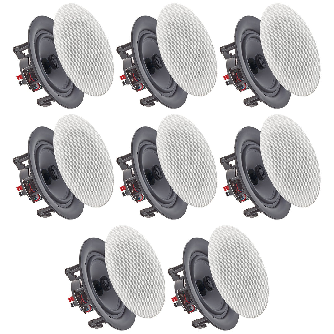 Vaiyer 5.25 Inch 8 Ohm 175 Watt In-Ceiling Speakers Set of 8 Flush Mount Black Image 1