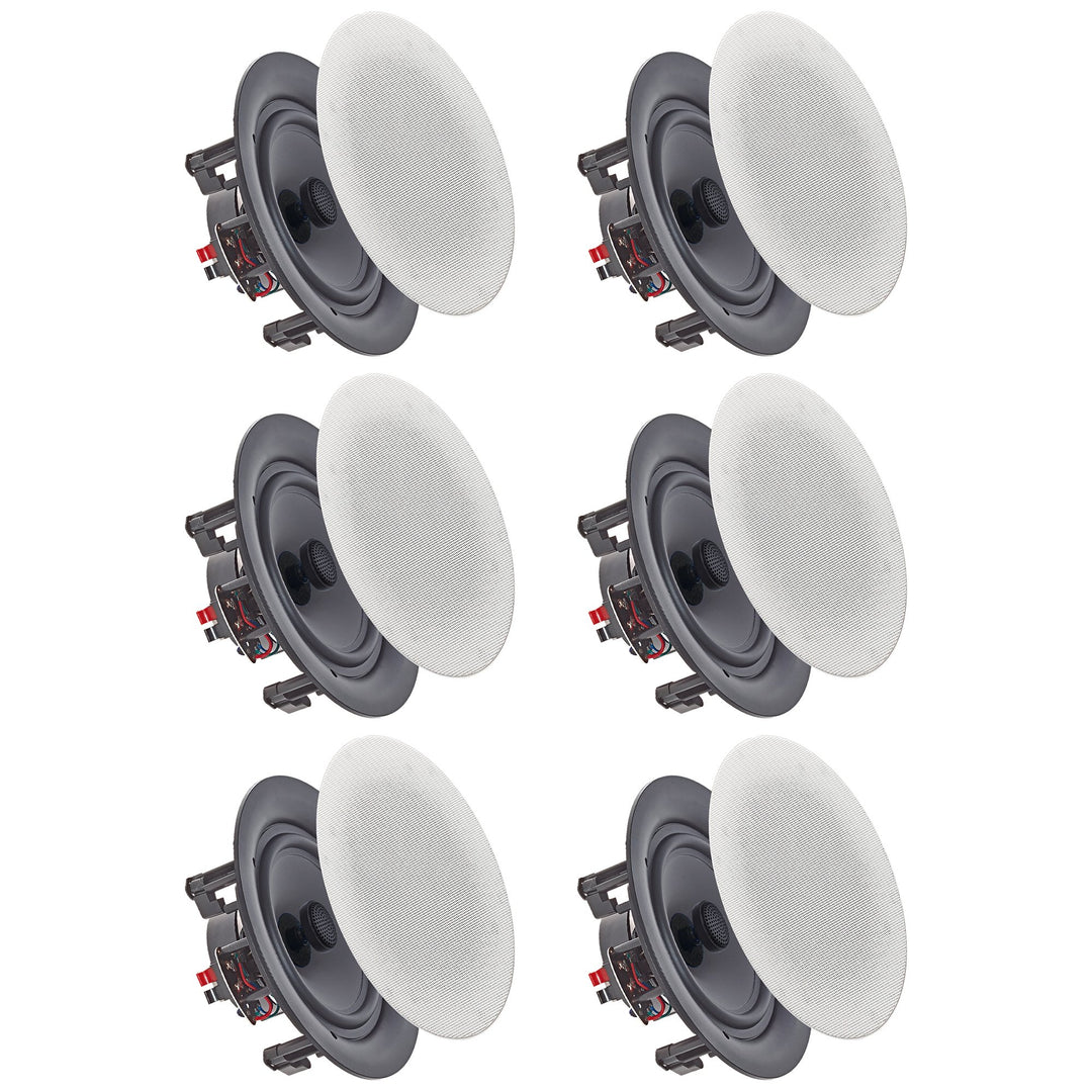 Vaiyer 5.25 Inch 2-Way Flush Mount In-Wall Speakers Set of 6 175W 8 Ohm Black Image 1