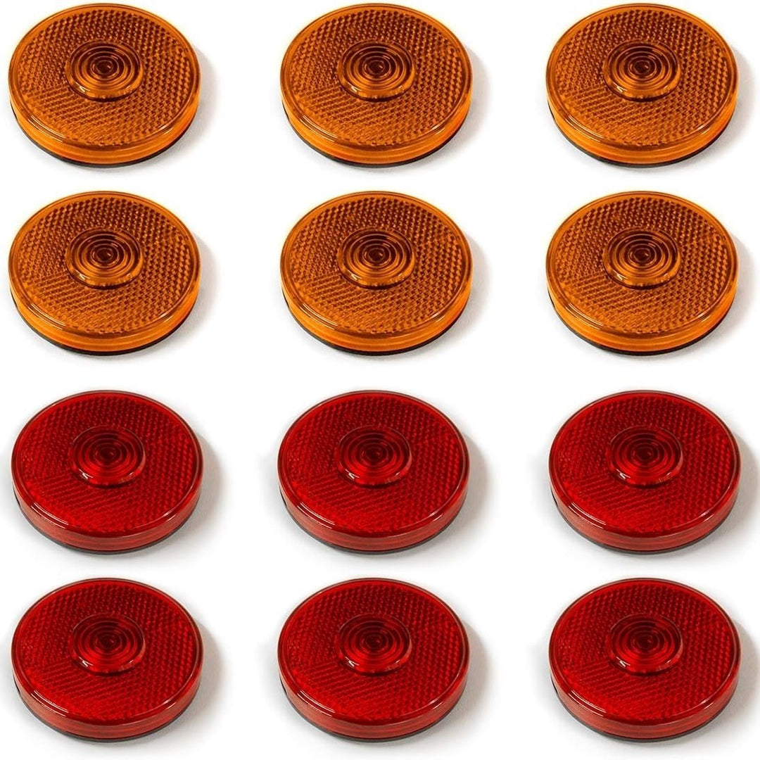 12 LED Round Marker Lights Amber Red 2.5 Inch Waterproof for RV Trailer Truck Image 1