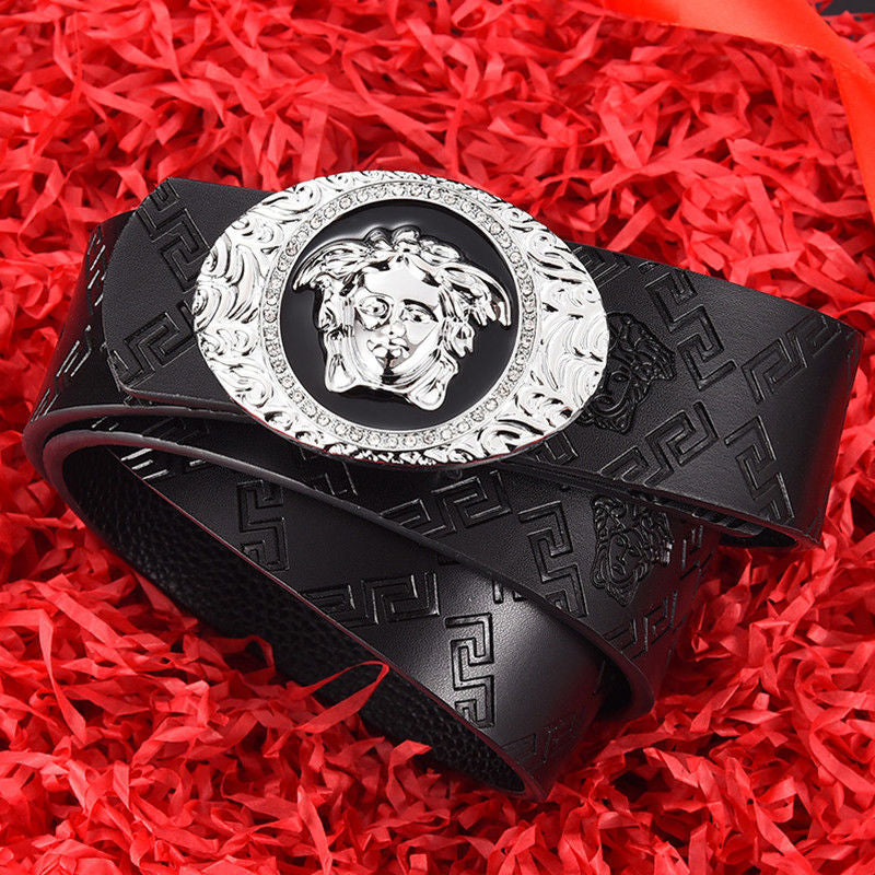 Fashion Hairdresser Smooth Buckle Leather Medusa Belt Image 2