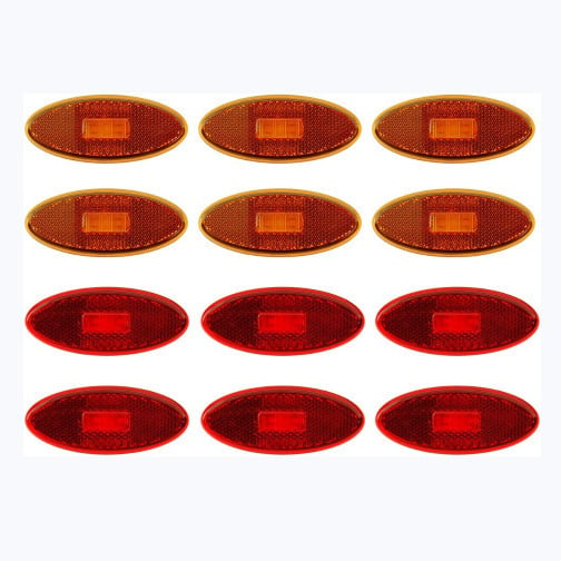 12V LED Oval Clearance Side Marker Lights Red Amber for RV Trailer 12pcs IP55 Image 1