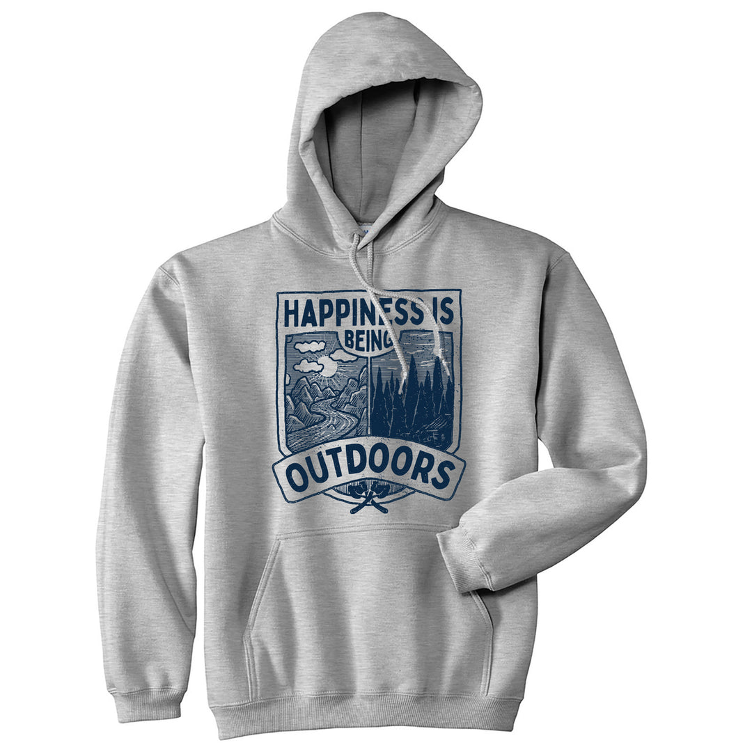 Happiness Is Being Outdoors Unisex Hoodie Funny Cool Nature Hiking Camping Lovers Hooded Sweatshirt Image 1