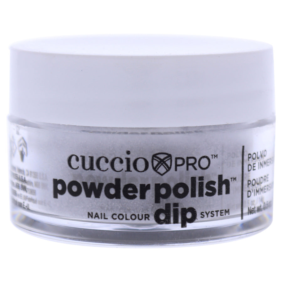 Cuccio Colour Pro Powder Polish Nail Colour Dip System - Platinum Silver Glitter Nail Powder 0.5 oz Image 1