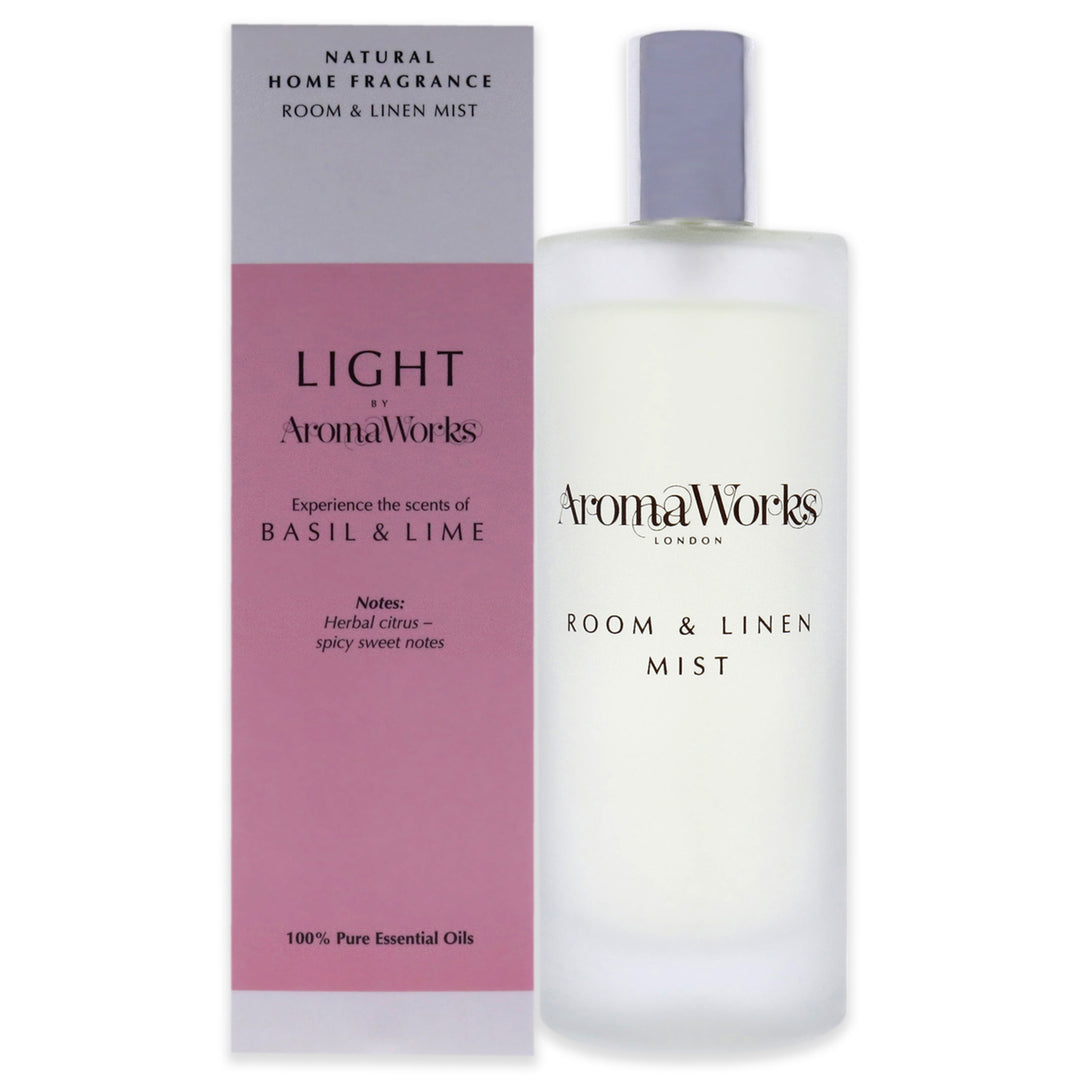 Aromaworks Light Room and Linen Mist - Basil and Lime Room Spray 3.4 oz Image 1