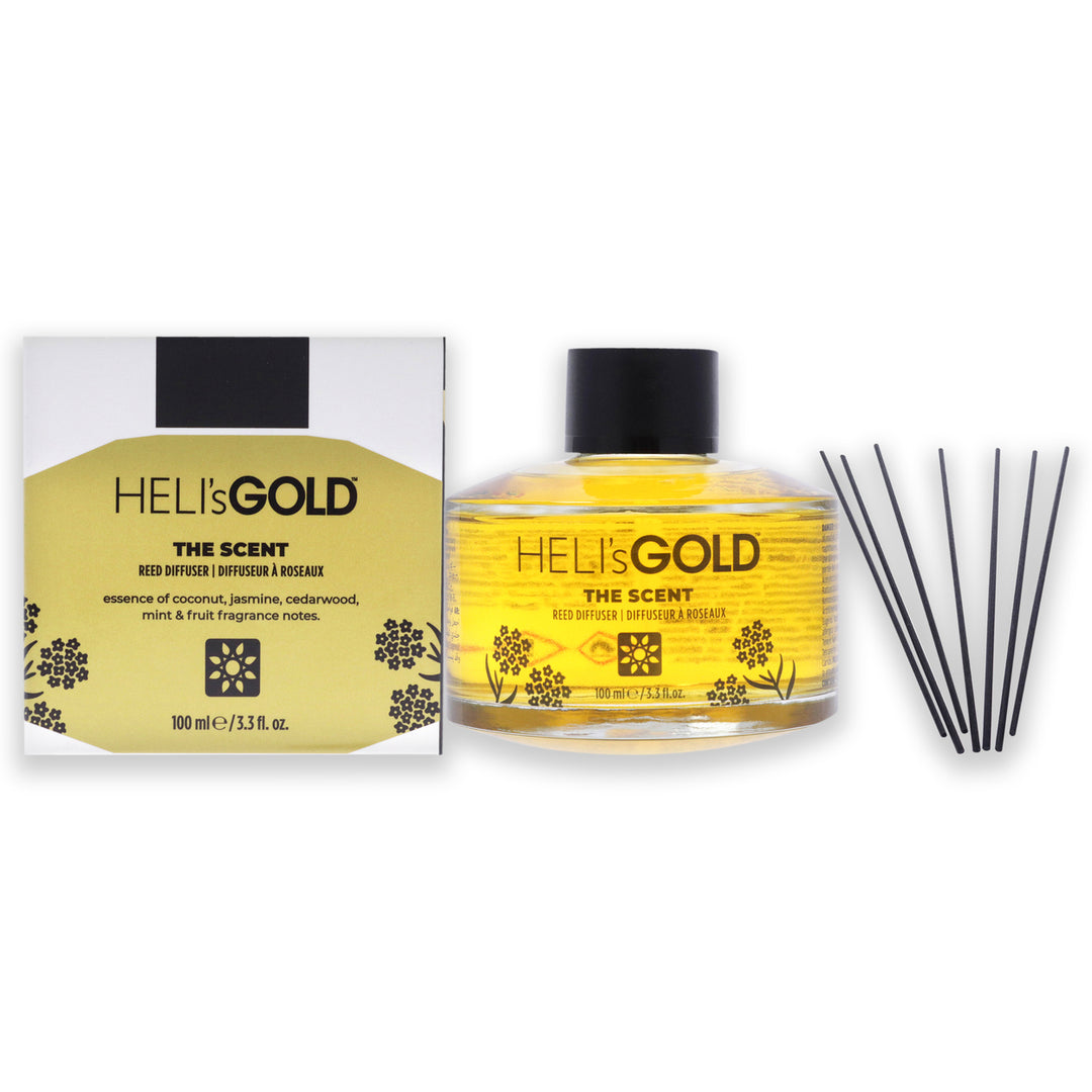 Helis Gold The Scent Reed Difuser Set 3.3oz Diffuser 7 Pc Fiber Stick 2 Pc Image 1