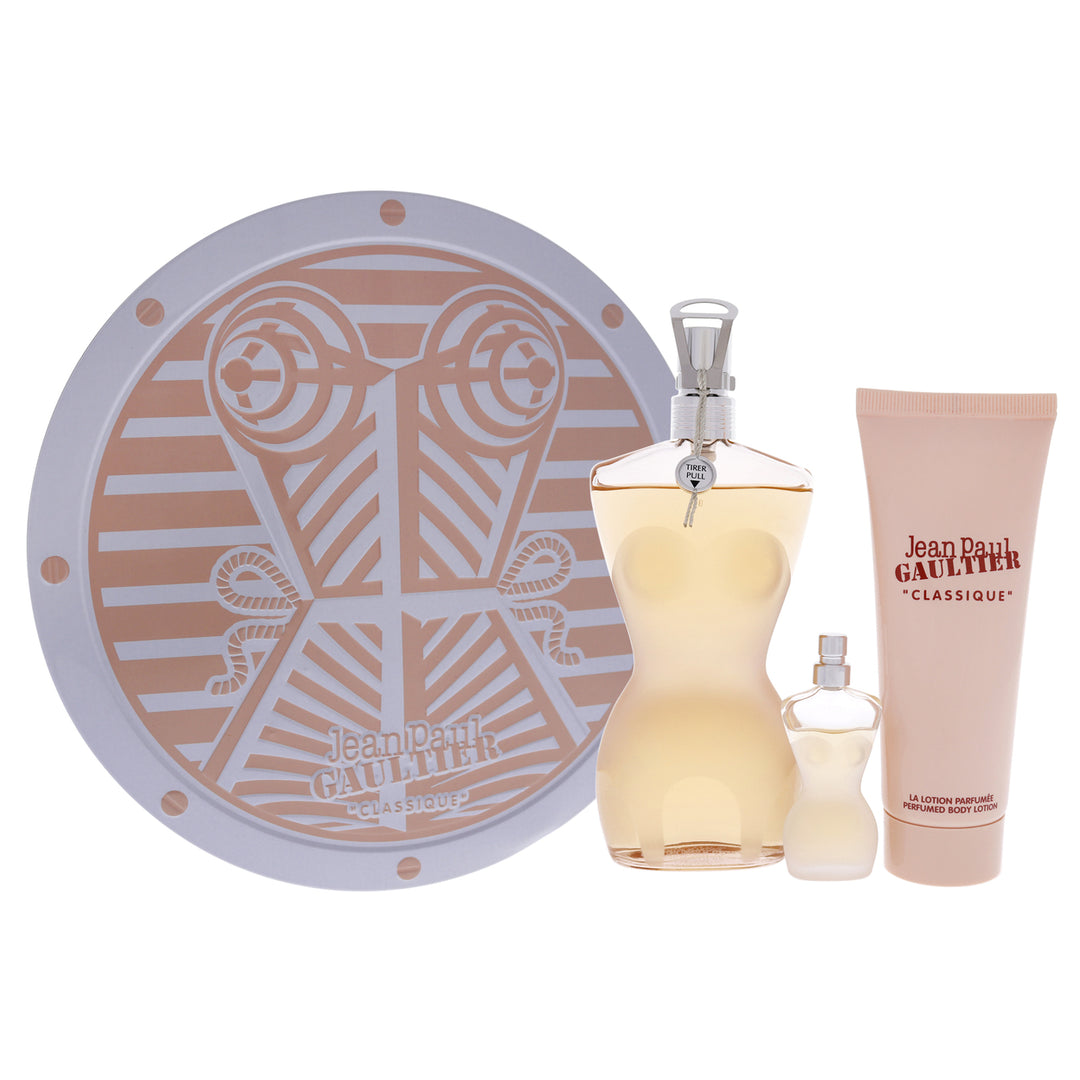 Jean Paul Gaultier Classique 3.4 oz EDT Spray 0.2oz EDT Spray 2.5oz Perfumed Body Lotion 3 Pc Gift Set Image 1