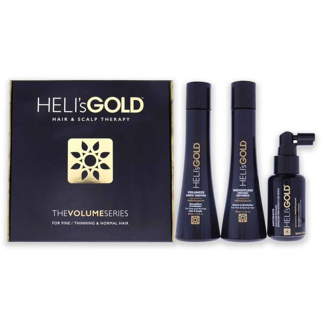 Helis Gold The Volume Series Travel Kit 3.3oz Weightless Conditioner 3.3oz Volumize Shampoo 1.7oz Antidote Scalp and Image 1