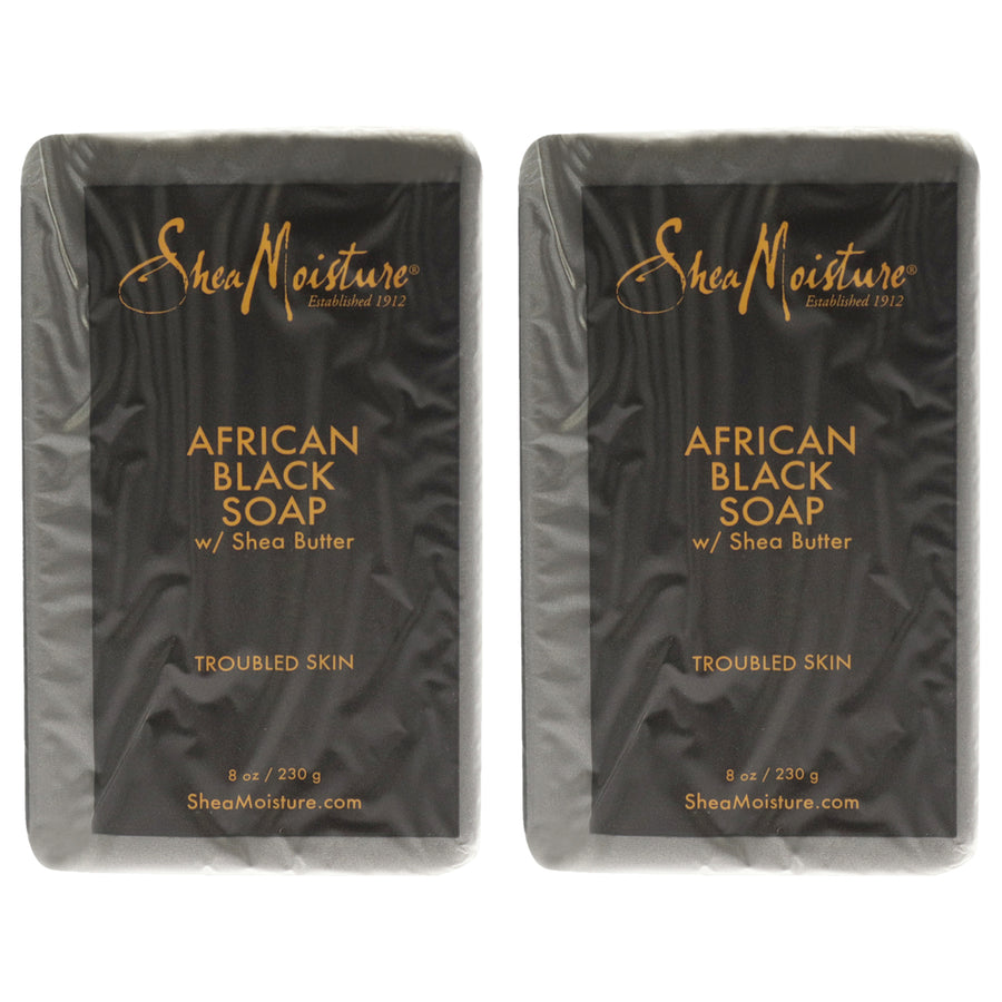 Shea Moisture African Black Soap Bar Acne Prone and Troubled Skin - Pack of 2 Bar Soap 8 oz Image 1