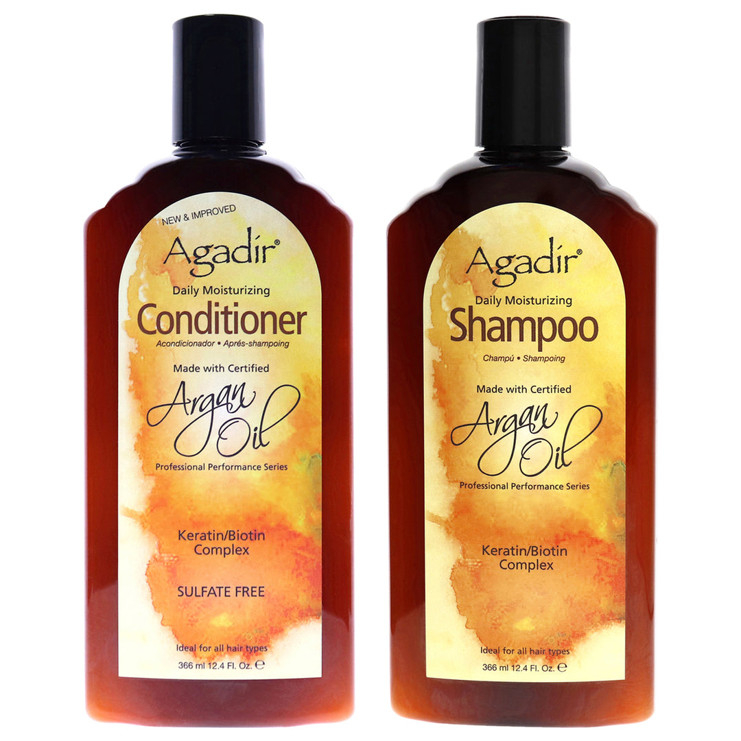 Agadir Argan Oil Daily Moisturizing Shampoo and Conditioner Kit 12oz Shampoo12oz Conditioner 2 Pc Kit Image 1