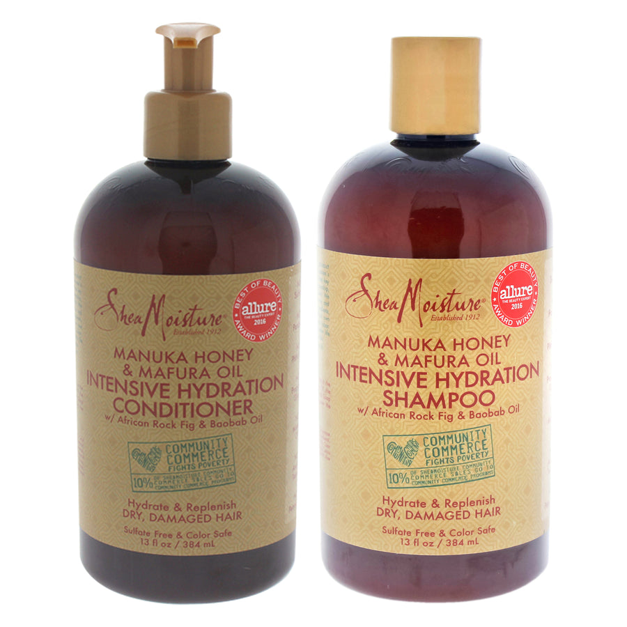 Shea Moisture Manuka Honey and Mafura Oil Intensive Hydration Kit 13oz Shampoo13oz Conditioner 2 Pc Kit Image 1