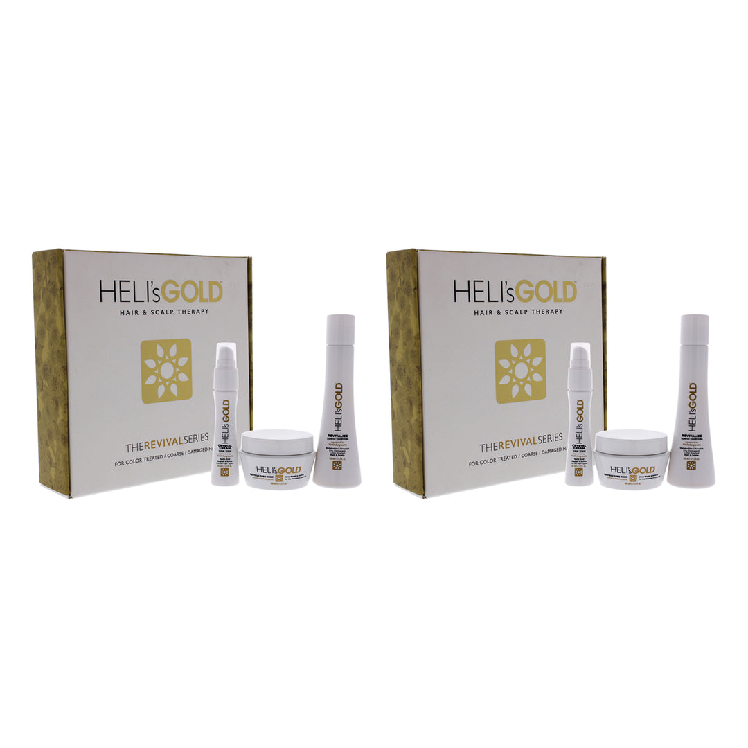 Helis Gold The Revival Series Travel Kit - Pack of 2 3.3oz Revitalize Shampoo3.3oz Restructure Masque1oz Crystal Cream Image 1