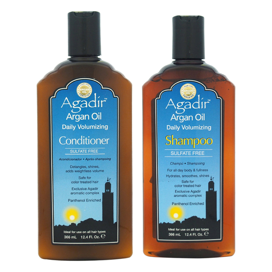Agadir Argan Oil Daily Volumizing Shampoo and Conditioner Kit 12.4oz Shampoo, 12.4oz Conditioner 2 Pc Kit Image 1