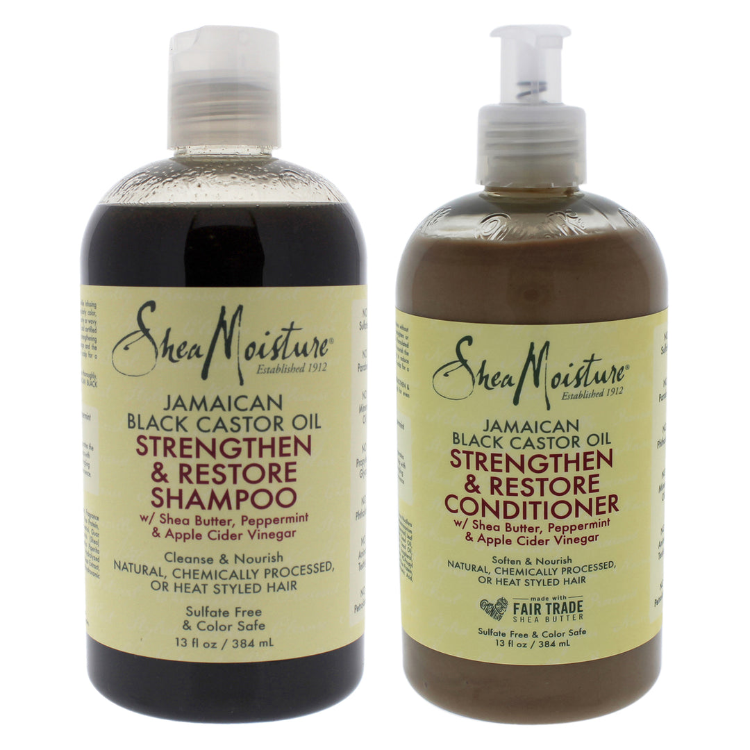 Shea Moisture Jamaican Black Castor Oil Strengthen and Grow Kit 13oz Shampoo11oz Conditioner 2 Pc Kit Image 1