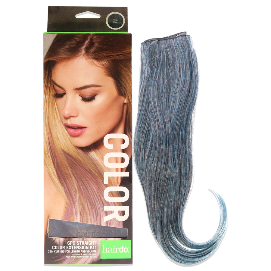 Hairdo Straight Color Extension Kit - Stormy Blue Hair Extension 6 x 23 Inch Image 1