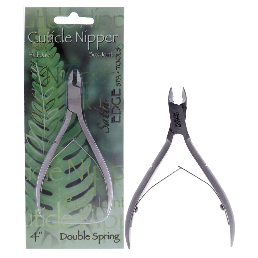 Satin Edge Cuticle Nipper Double Spring - Half Jaw Nippers 4 Inch Image 1