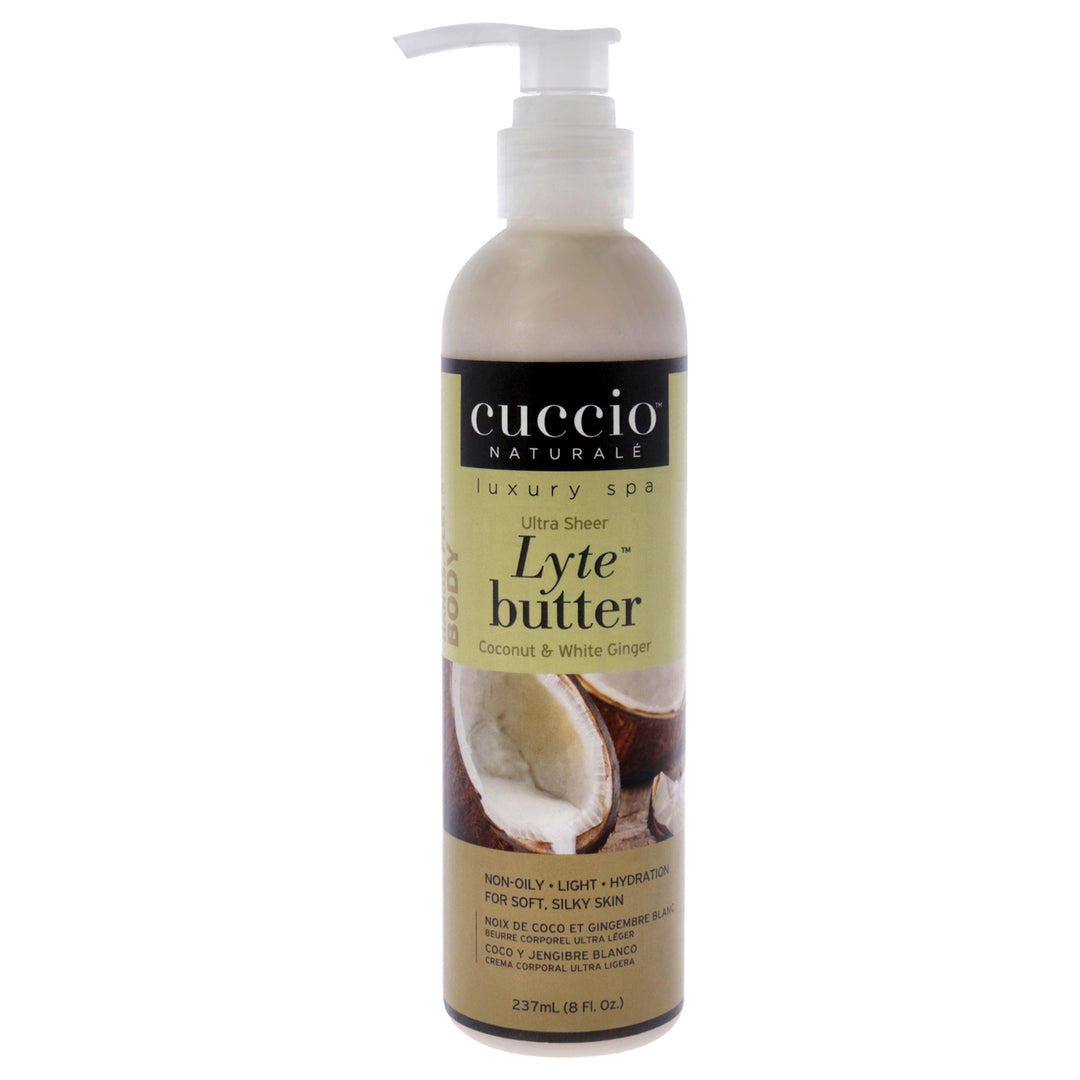Cuccio Naturale Lyte Ultra-Sheer Body Butter - Coconut and White Ginger Body Lotion 8 oz Image 1