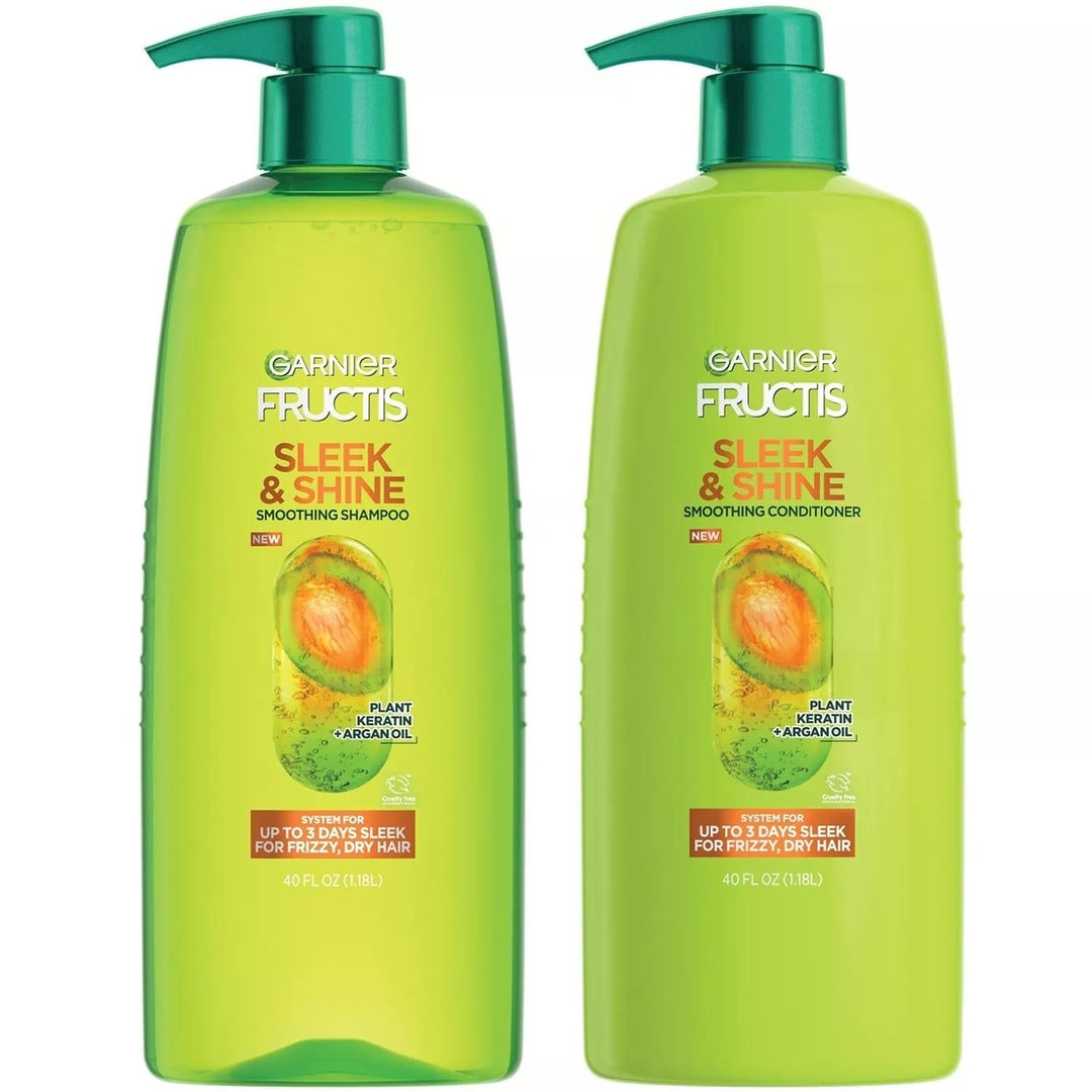 Garnier Fructis Sleek and Shine Smoothing Shampoo and Conditioner 40 Fl Oz (2 Pack) Image 1