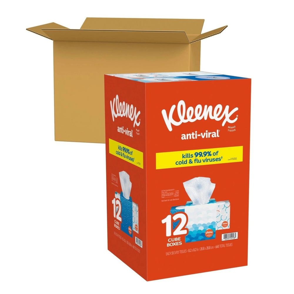 Kleenex Anti-Viral 3-Ply Facial TissuesCube Boxes (55 Tissues/Box12 Boxes) Image 2