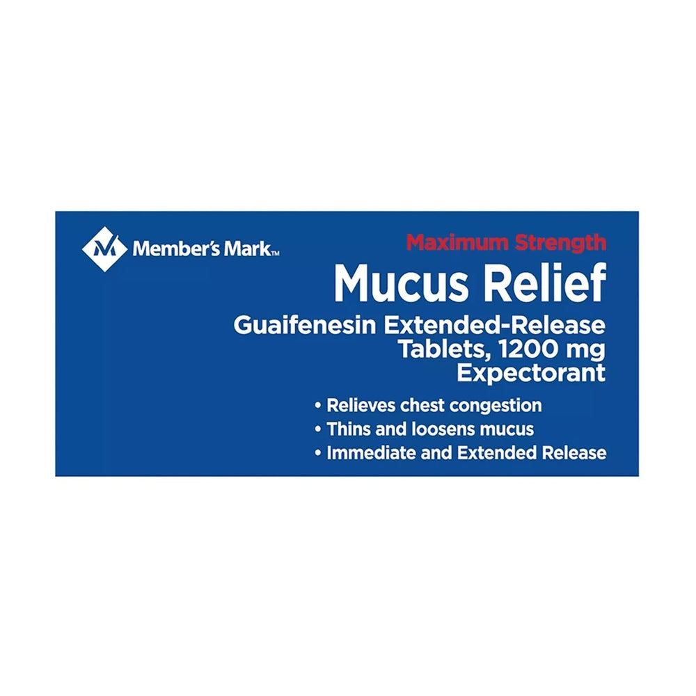 Members Mark Max Strength Mucus Relief Guaifenesin 1200mg ER Tablets (56 Count) Image 2