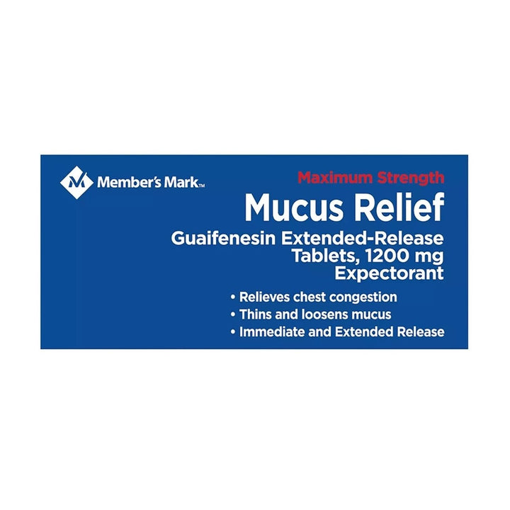 Members Mark Max Strength Mucus Relief Guaifenesin 1200mg ER Tablets (56 Count) Image 2