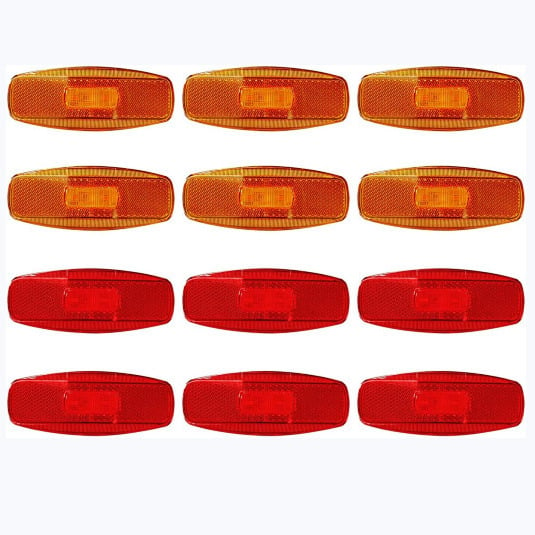 12V Amber Red LED Clearance Side Marker Lights 4.5in RV Trailer Pack of 12 Image 1