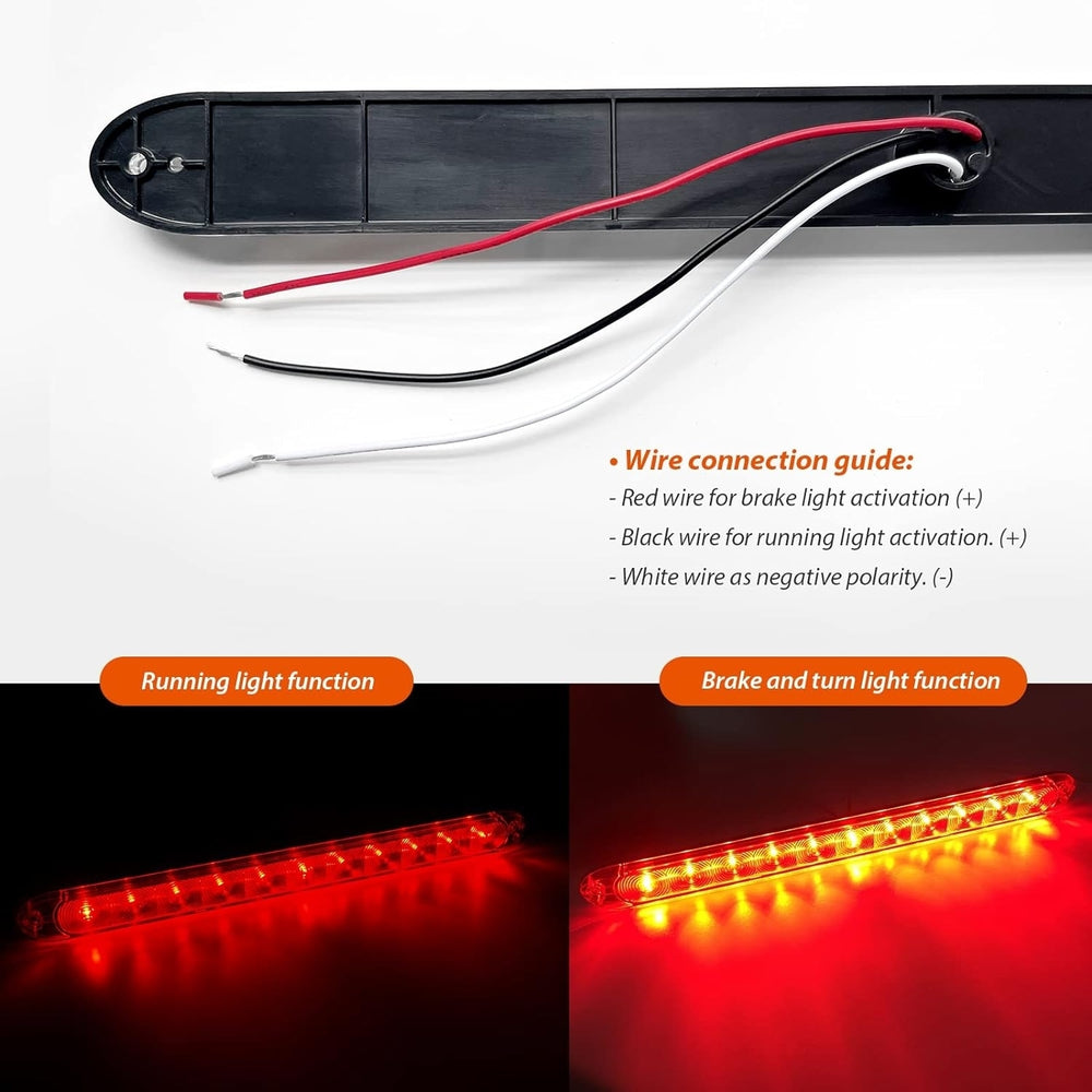 15inch LED Trailer Light Bar Red Dual Brightness Waterproof Pack of 2 Image 2